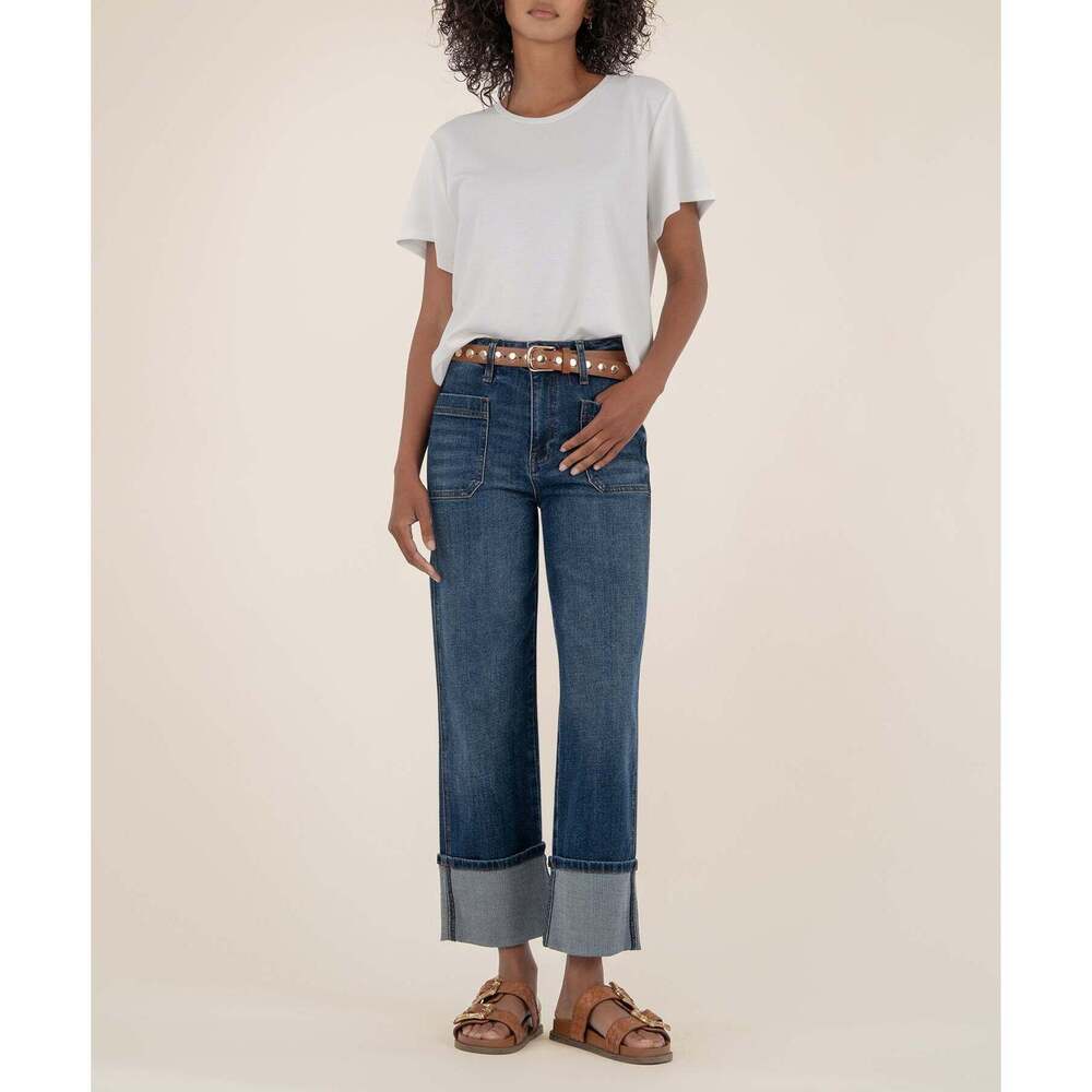 Kut from the Kloth Sienna High Rise Straight Leg, Petite Size 14P14P / Serene W/